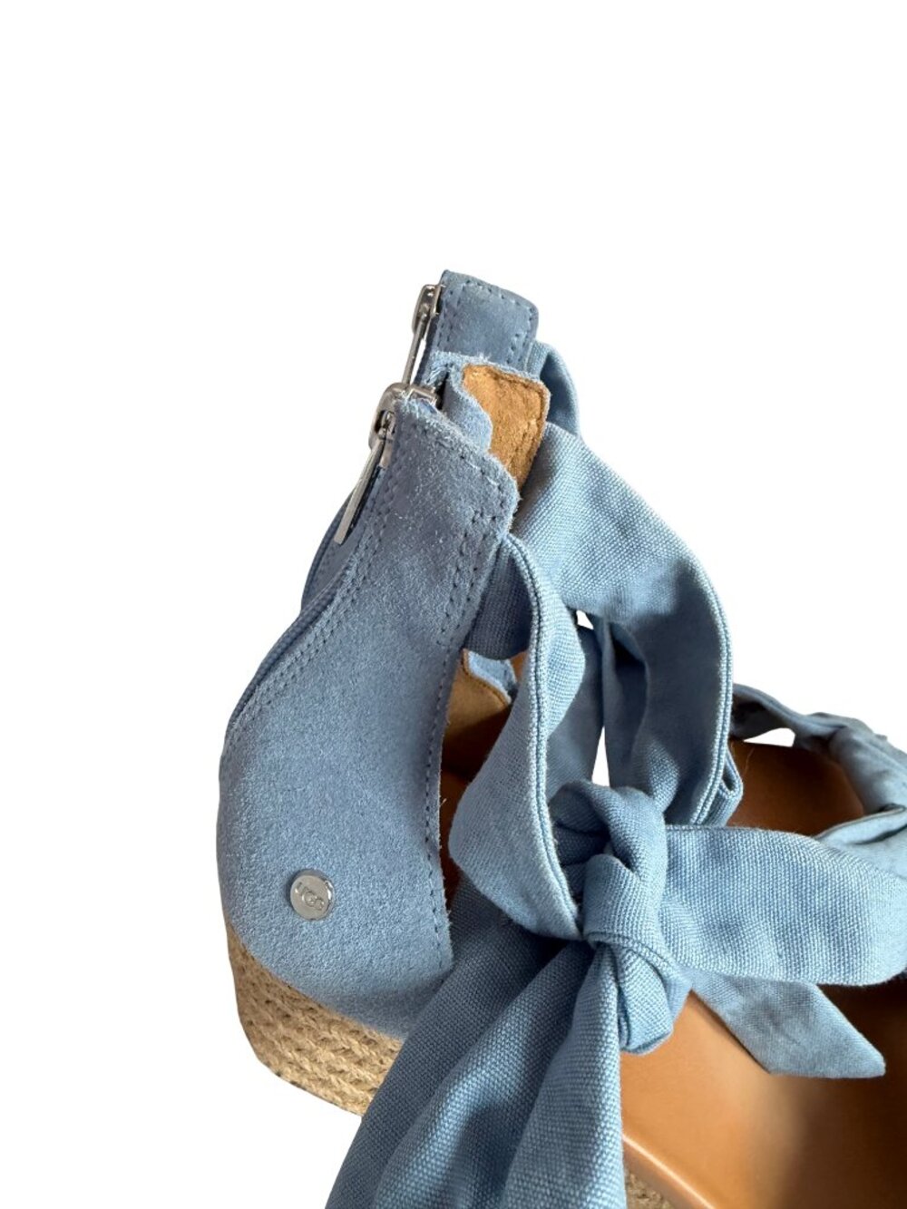 Ugg Yarrow Blue Canvas Espadrille Wedge Tie-Up Sandals Wedges Size 9 Women's - Picture 4 of 14